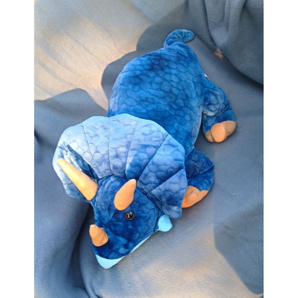 Tom's Toy International Blue Triceratops Plush Large Scale Pattern Dinosaur 24''